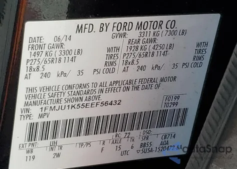 2014 Ford Expedition Limited from USA, damaged, VIN 1FMJU1K55EEF56432